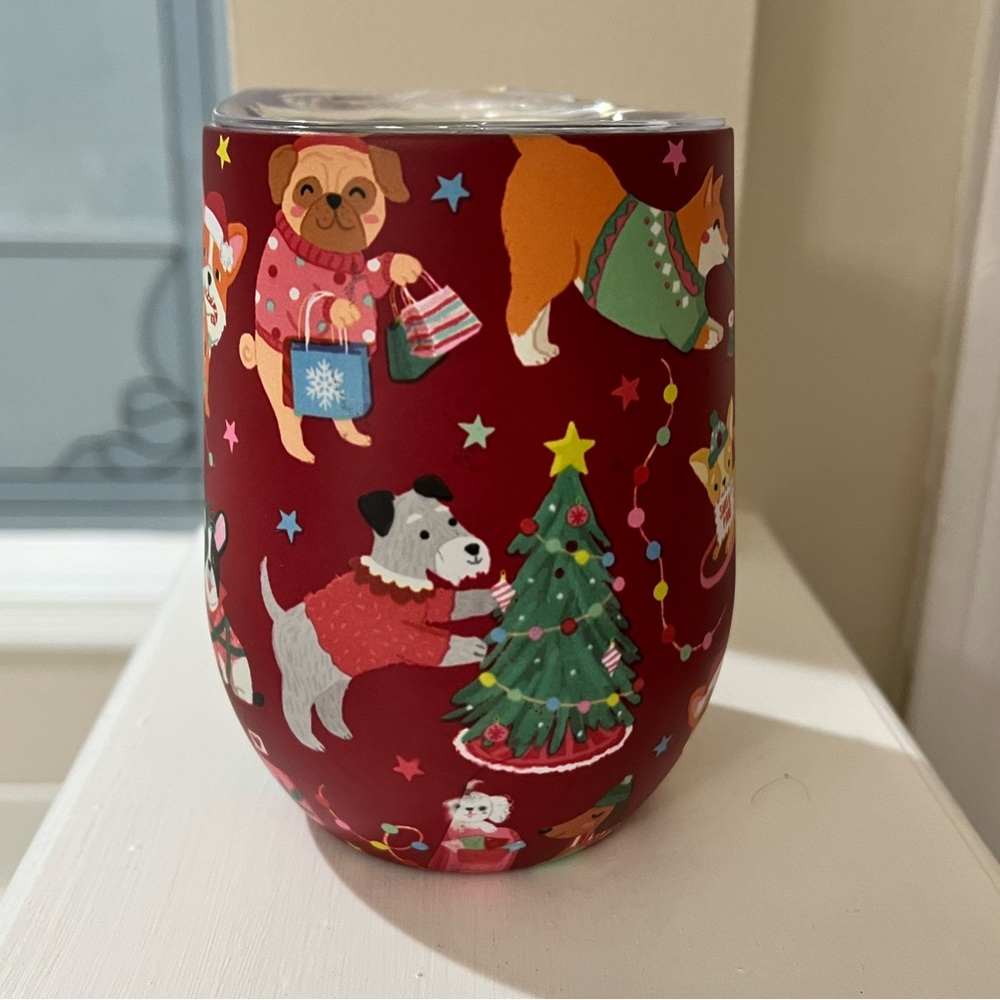 NEW Christmas Dog Wine Tumbler